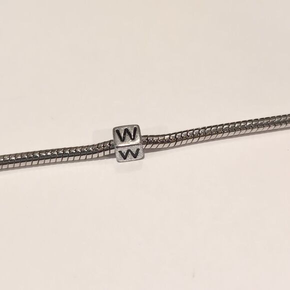 Silver W‎ Spacer Charm for Pandora Style Bracelet - Picture 1 of 5